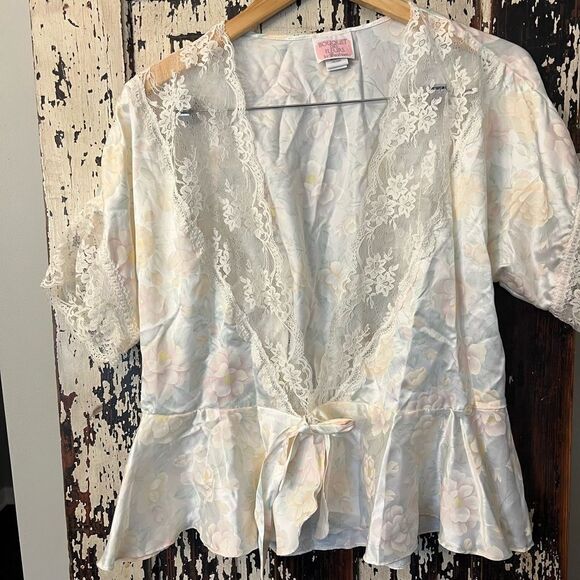 Vintage Bouquet Des Fleurs by Barbizon Lace and floral peignoir set women’s L. - Picture 1 of 16